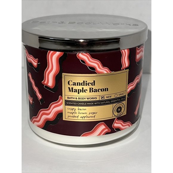 Bath & Body Works CANDIED MAPLE BACON Limited Edition Large 3-Wick Candle 2022 - Picture 2 of 16